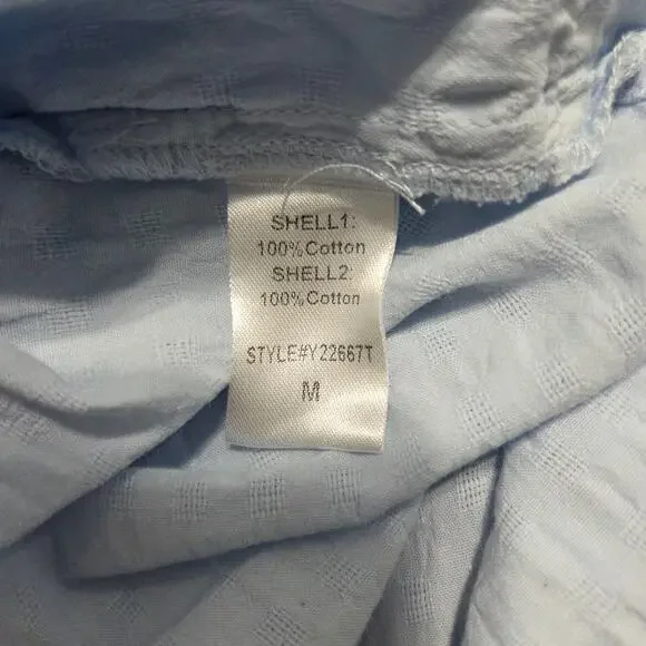 Pomander Place "Lizzie" Sky Blue Coverup Dress, Med Cotton, V-Neck tunic - Picture 10 of 10